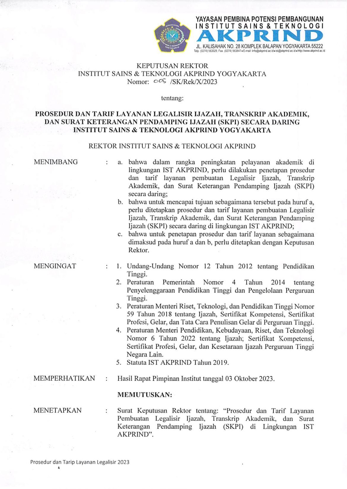 Prosedur dan Tarif Layanan Legalisir Ijazah, Transkrip, dan SKPI Daring